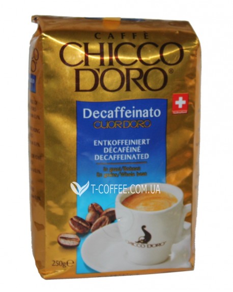 Кава CHICCO D'ORO Decaffeinato Cuor d’Oro без кофеїну зернова 250 г (7610899210256)