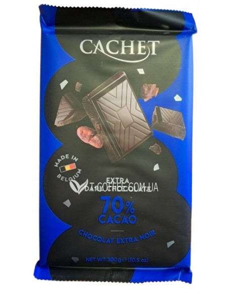 Шоколад CACHET Dark Chocolate Чорний 70% какао 300 г (5412956216452)