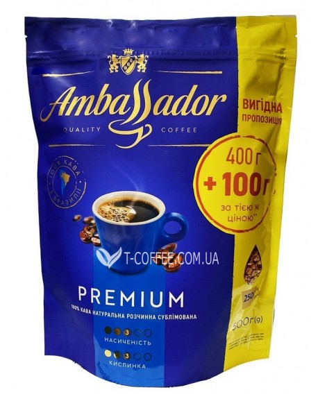 Кава AMBASSADOR Premium розчинна 400 г + 100 г економ.пак.