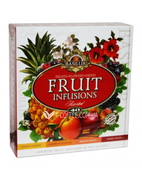 Чай BASILUR Fruit Infusions Assorted - Фруктові Коктейлі Асорті 40 х 1,8 г (4792252935488)