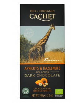Шоколад CACHET Bio Organic Dark Chocolate Apricots Hazelnuts Чорний Абрикос Лісовий Горіх 100 г (5412956213468)
