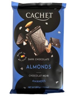Шоколад CACHET Dark Chocolate Almonds Чорний Мигдаль 300 г (5412956216445)