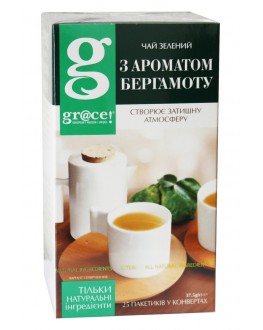 Чай GRACE! Fine Green Tea with Bergamot Aroma Зелений з Ароматом Бергамоту 25 х 1,5 г (5060207690416)