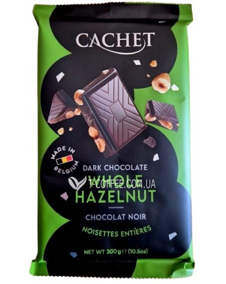 Шоколад CACHET Dark Chocolate Hazelnut Чорний Фундук 300 г (5412956216490)
