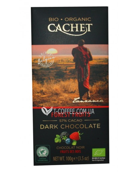 Шоколад CACHET Bio Organic Dark Chocolate Forest Fruits Чорний Лісові Ягоди 100 г (5412956213475)