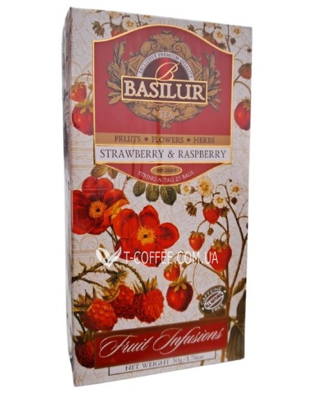 Чай BASILUR Strawberry Raspberry Полуниця Малина - Фруктові Коктейлі 25 х 2 г (4792252940864)