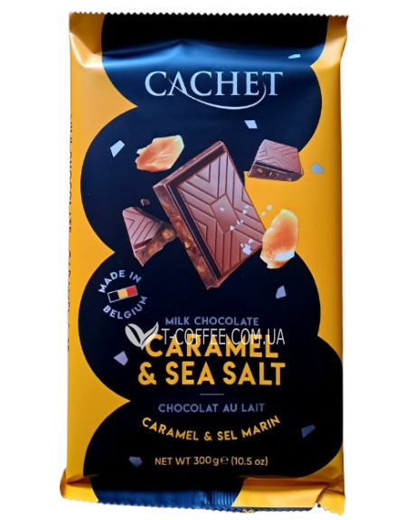 Шоколад CACHET Milk Chocolate Caramel Sea Salt Молочний Карамель Сіль 300 г (5412956216469)