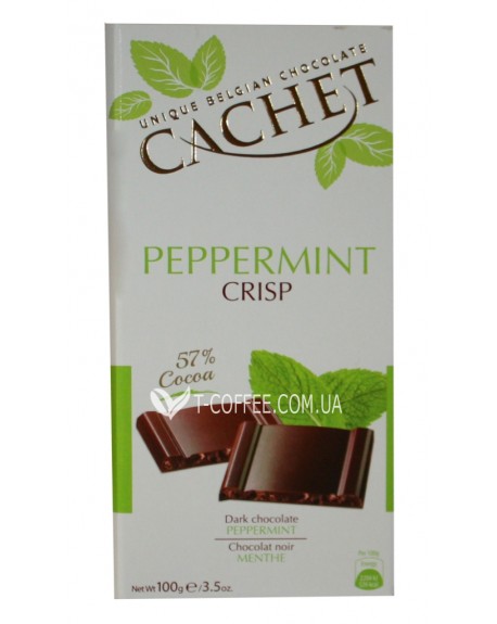 Шоколад CACHET Dark Chocolate Peppermint Crisp Чорний М'ята 100 г (5412956213741)