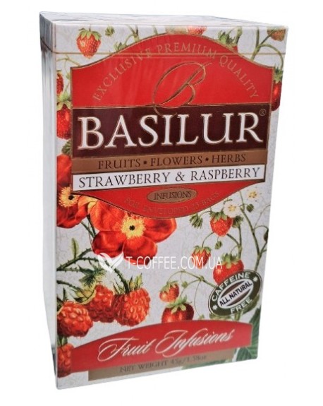 Чай BASILUR Strawberry Raspberry Полуниця Малина - Фруктові Коктейлі 25 х 1,8 г (4792252933354)