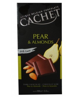 Шоколад CACHET Dark Chocolate Pear Almonds Чорний Груша Мигдаль 100 г (5412956214526)