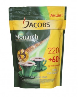 Кава JACOBS Monarch розчинна 220 г + 60 г економ. пак.