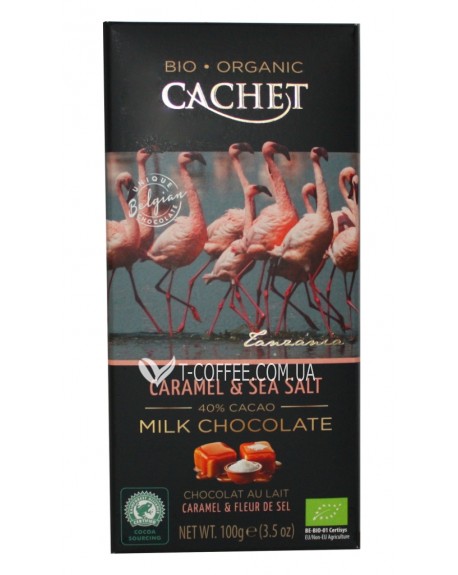 Шоколад CACHET Bio Organic Milk Chocolate Caramel Sea Salt Молочний Карамель Сіль 100 г (5412956213482)