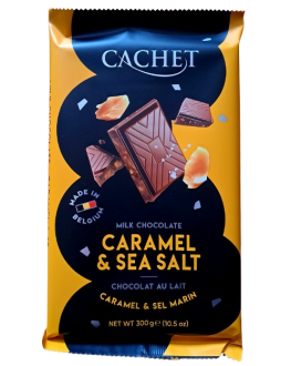 Шоколад CACHET Milk Chocolate Caramel Sea Salt Молочний Карамель Сіль 300 г (5412956216469)
