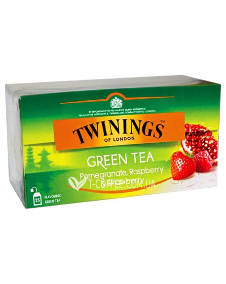 Чай TWININGS Green Tea Pomegranate Raspberry Strawberry Зелений Гранат Малина Полуниця 25 х 1,6 г (070177173791)