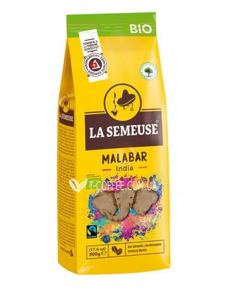 Кава LA SEMEUSE Malabar India Bio зернова 500 г (7610244012153)