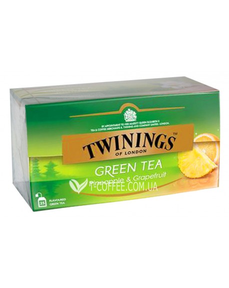 Чай TWININGS Green Tea Pineapple Grapefruit Зелений Ананас Грейпфрут 25 х 1,5 г (070177173753)