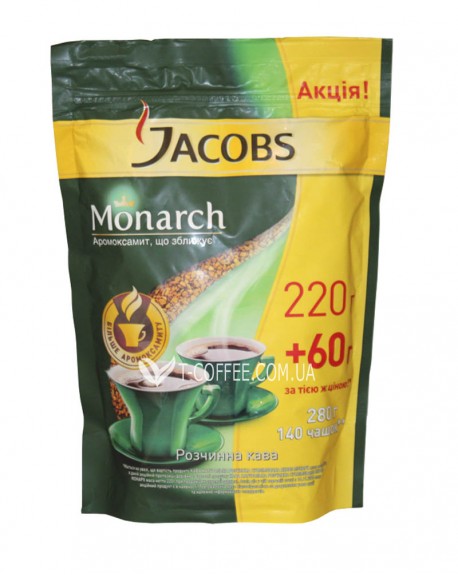 Кава JACOBS Monarch розчинна 220 г + 60 г економ. пак.