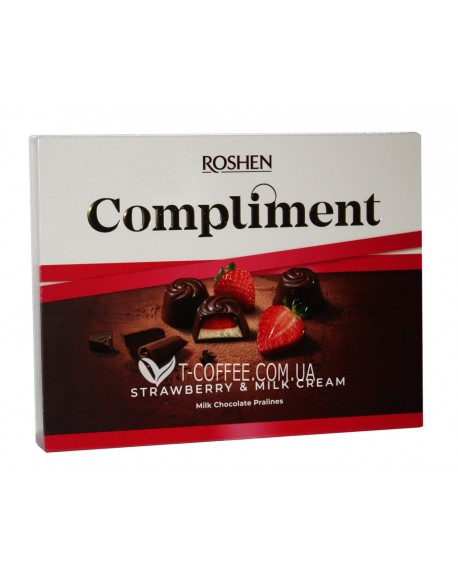 Цукерки ROSHEN Compliment Strawberry Milk Сream 123 г в коробці (4823077629433)