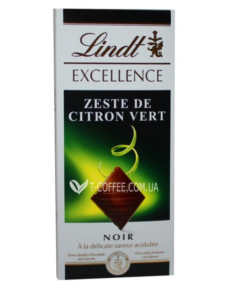 Шоколад LINDT Excellence Dark Chocolate Zeste de Citron Verte Чорний Лайм 100 г (3046920017541)