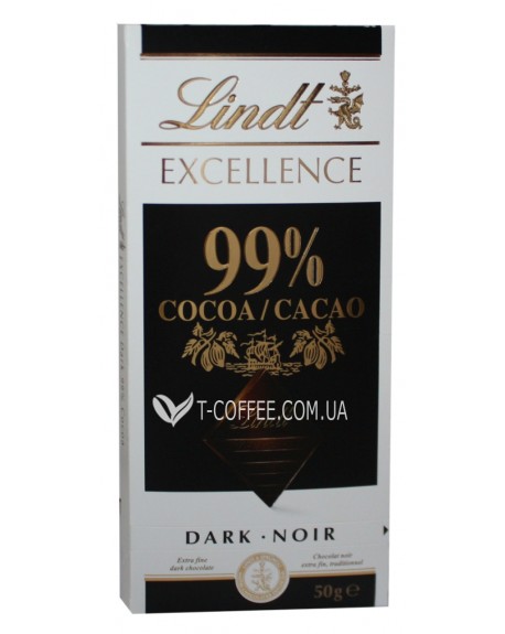 Шоколад LINDT Excellence Dark Chocolate Чорний 99% какао 50 г (3046920028721)