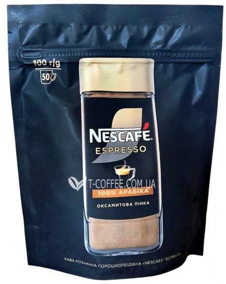 Кава NESCAFE Espresso 100% Арабіка розчинна 100 г економ.пак. (8445291925366)