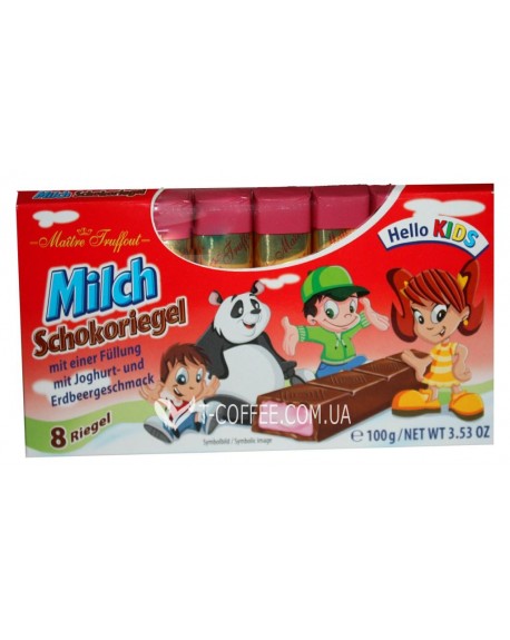 Шоколад MAITRE TRUFFOUT Milch Schokoriegel Hello Kids Молочний Дитячий 8 х 12,5 г (9002859034749)