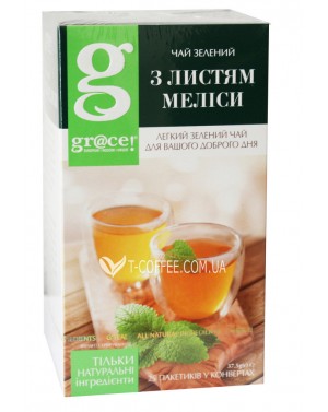 Чай GRACE! Green Tea with Melissa Leaves Грін Ті з Листям Меліси 25 х 1,5 г (5060207690409) фото