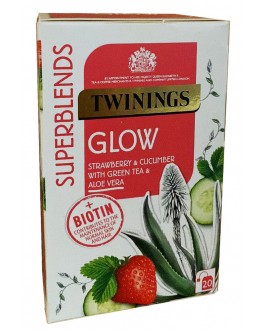 Чай TWININGS Glow (Strawberry Cucumber Aloe Vera) Сяйво (Полуниця Огірок Алое Вера) 20 х 1,5 г 