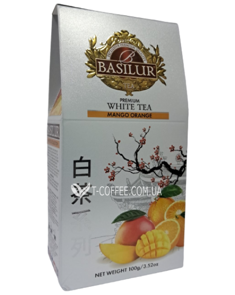 Чай BASILUR Mango Orange Манго та Апельсин - Білий чай 100 г к/п (4792252945142)