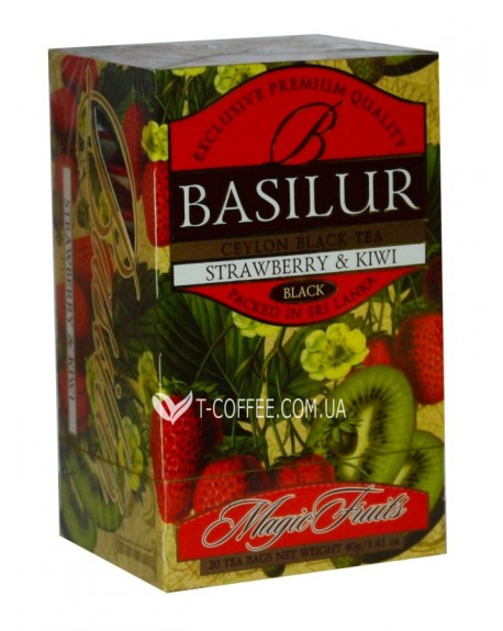 Чай BASILUR Strawberry Kiwi Полуниця Ківі - Чарівні Фрукти 20 х 2 г (4792252002074)