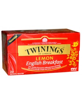 Чай TWININGS English Breakfast Lemon Англійський Сніданок з лимоном 20 х 1,5 г 
