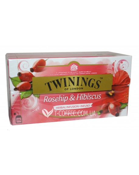 Чай TWININGS Rosehip Hibisus Шипшина Каркаде Фруктовий 25 х 2,5 г (070177118532)