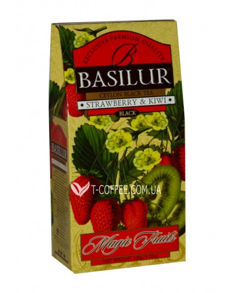 Чай BASILUR Strawberry Kiwi Полуниця Ківі - Чарівні Фрукти 100 г к/п (4792252100343)