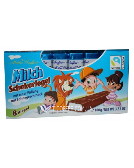 Шоколад MAITRE TRUFFOUT Milch Schokoriegel Молочний 8 х 12,5 г (9002859034725)