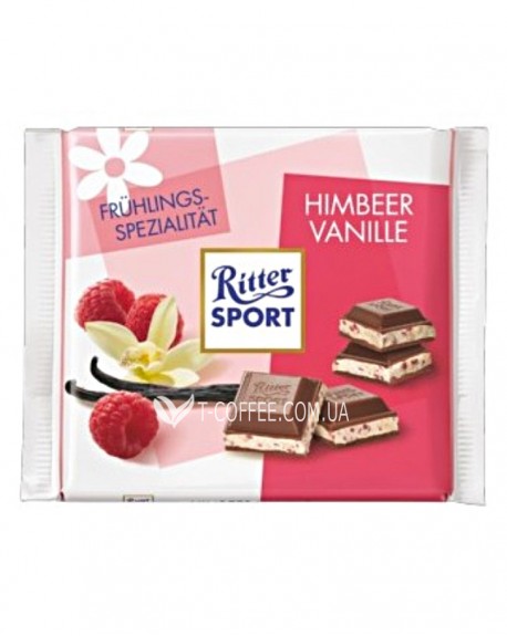 Шоколад RITTER SPORT Himbeer Vanille Молочний Малина Ваніль 100 г