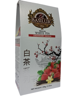 Чай BASILUR Strawberry Vanilla Полуниця та Ваніль - Білий чай 100 г к/п (4792252945166)