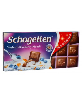 Шоколад SCHOGETTEN Yoghurt Blueberry Muesli Молочний Йогурт Чорниця Мюслі 100 г (4000415025304)