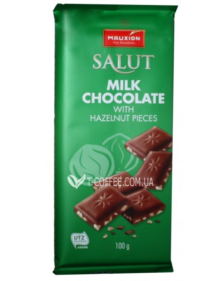 Шоколад MAUXION Salut Milk Chocolate Hazelnut Молочний Фундук 100 г (4000415065904)