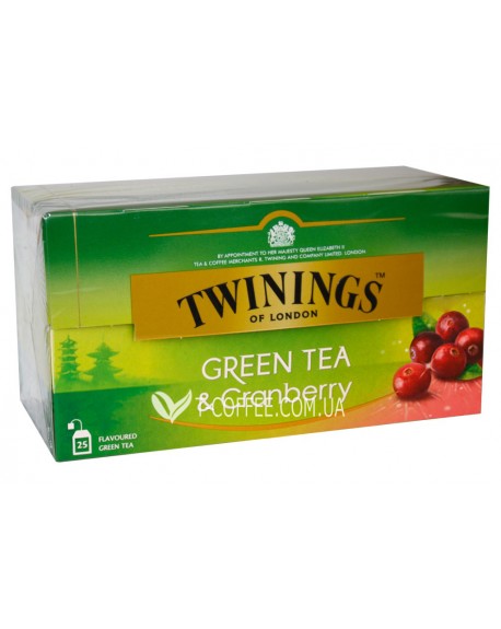 Чай TWININGS Green Tea Cranberry Зелений Журавлина 25 х 1,8 г (070177173333)
