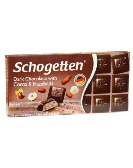 Шоколад SCHOGETTEN Dark Chocolate Cocoa Hazelnuts Чорний Какао Фундук 100 г (4000415004408)