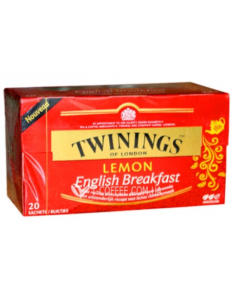 Чай TWININGS English Breakfast Lemon Англійський Сніданок з лимоном 20 х 1,5 г 
