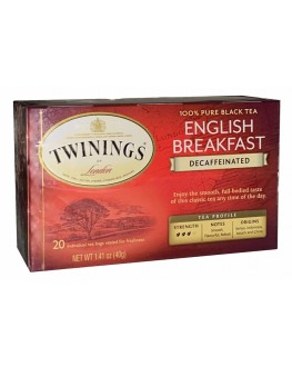 Чай TWININGS English Breakfast Decaffeinated Англійський Сніданок без кофеїну 20 х 2 г (07017717173517)