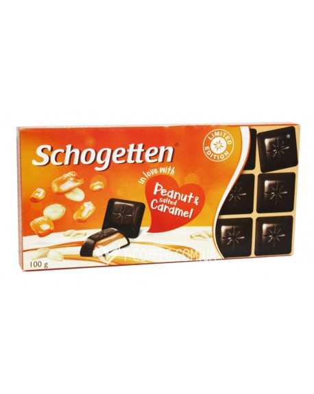 Шоколад SCHOGETTEN Peanut Salted Caramel Чорний Арахіс Солона Карамель 100 г (4000415002008)