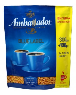 Кава AMBASSADOR Blue Label розчинна 300 г + 100 г економ.пак. (8719325224184)