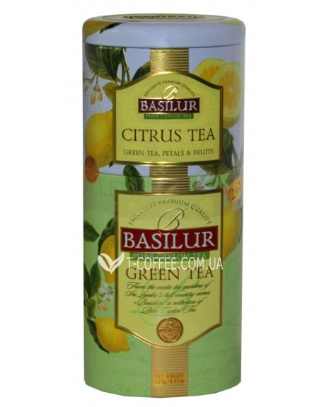 Чай BASILUR Citrus Tea Green Tea Цитрусовий Зелений - Квіти і Фрукти Цейлону 100 г ж/б (4792252201170)