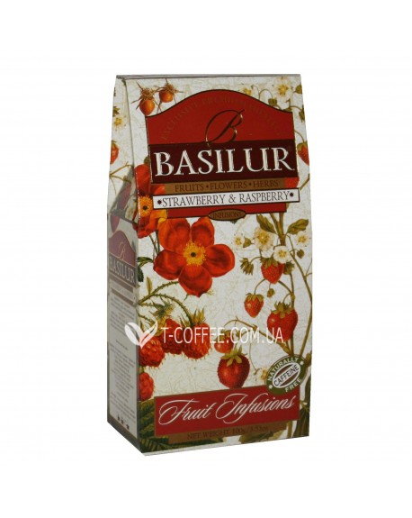 Чай BASILUR Strawberry Raspberry Полуниця Малина - Фруктові Коктейлі 100 г к/п (4792252923904)