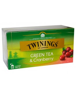 Чай TWININGS Green Tea Cranberry Зелений Журавлина 25 х 1,8 г (070177173333)