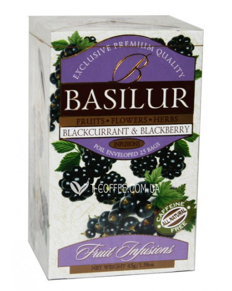 Чай BASILUR Blackcurrant Blackberry Чорна Смородина Ожина - Фруктові Коктейлі 25 х 1,8 г (4792252933286)