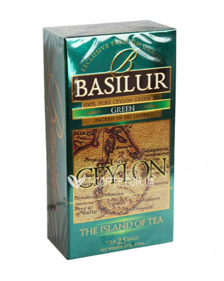 Чай BASILUR Green Зелений - Чайний Острів 25 х 1,5 г (4792252917231)