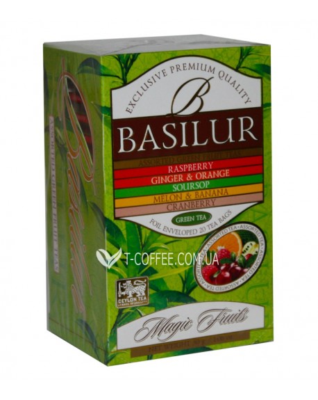 Чай BASILUR Assorted Green Tea Асорті Зелений Чай - Чарівні Фрукти 20 х 1,5 г (4792252935655)